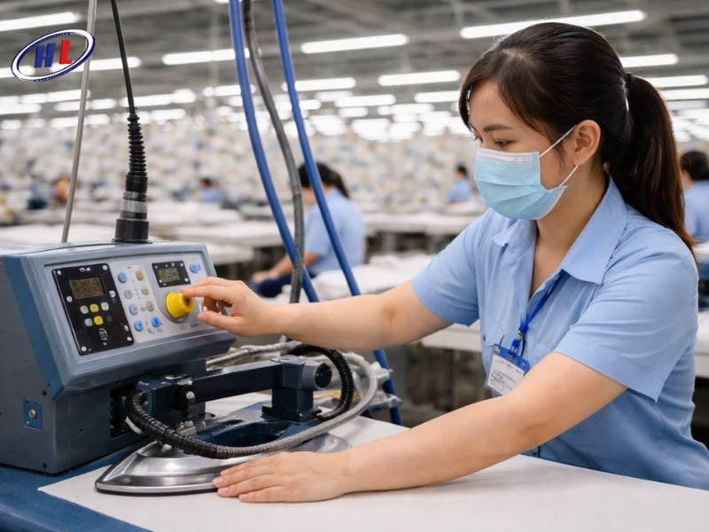 dieu chinh ban ui cong nghiep Khởi động và cài đặt chế độ cho bàn ủi hơi nước công nghiệp phù hợp