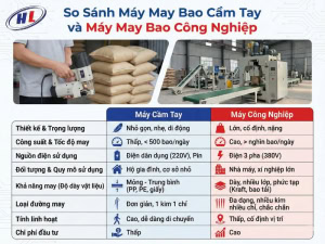 So sánh máy may bao cầm tay và máy may bao công nghiệp