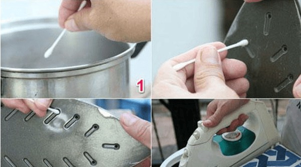 Cách vệ sinh bàn ủi hơi nước công nghiệp với tăm bông