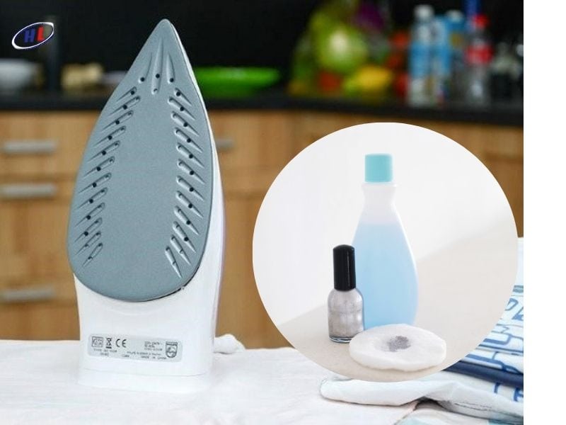 Làm sạch bàn ủi dính vải bằng nước rửa móng tay