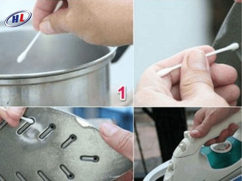 Cách vệ sinh bàn ủi hơi nước công nghiệp với tăm bông