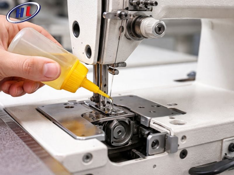 bo mui do dau nhieu Máy may bỏ mũi do dầu máy quá nhiều hoặc bám vào mỏ ổ chao