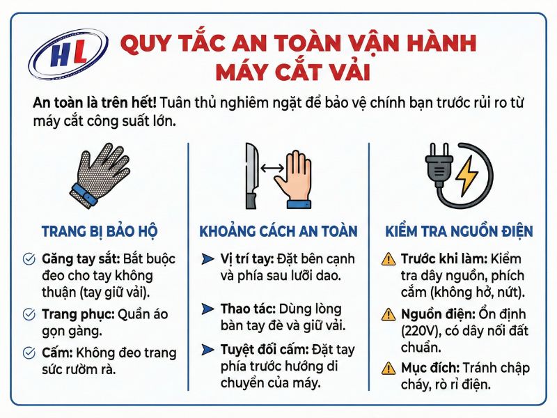 quy tac van hanh may cat vai an toan Quy tắc an toàn khi vận hành máy cắt vải
