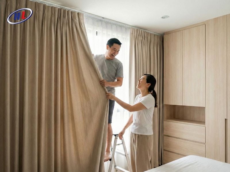 hoan thien va treo rem Hoàn thiện và treo rèm