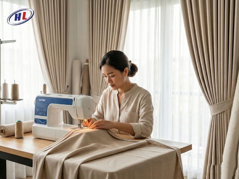 may bien rem May biên và gấu rèm dưới