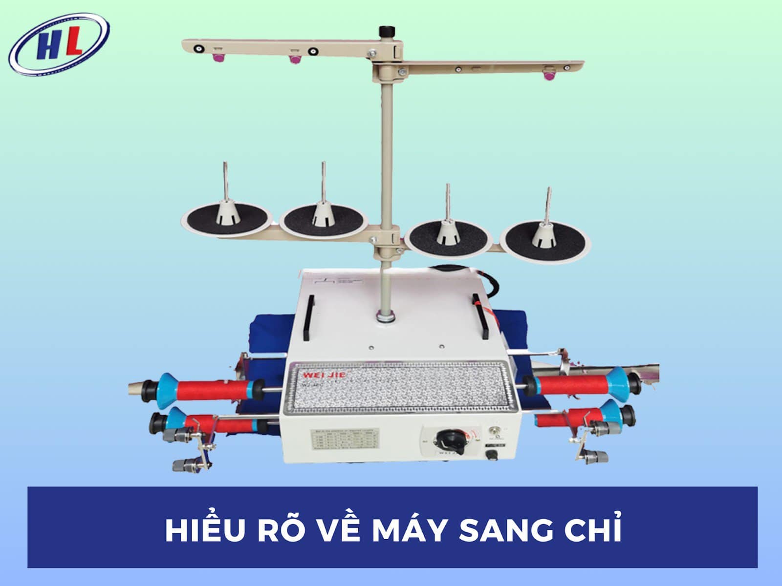 Máy sang chỉ có cấu tạo gồm bộ cuốn chỉ, trục quay, hệ thống điều chỉnh và khung máy.