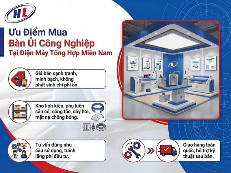 uu diem mau ban ui o hoang lam Ưu điểm khi mua bàn ủi công nghiệp tại Điện Máy Tổng Hợp Miền Nam