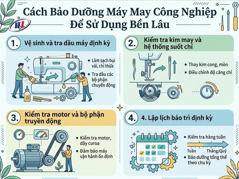 bao duong may may cho xuong may nho Hướng dẫn bảo dưỡng hệ thống máy may công nghiệp cho xưởng may nhỏ