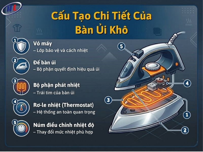 cau tao cua ban ui kho Cấu tạo bàn ủi khô