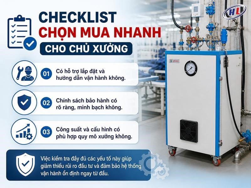 kinh nghiem chon noi hoi cong nghiep Kinh nghiệm chọn mua nồi hơi ủi công nghiệp phù hợp, giá tốt