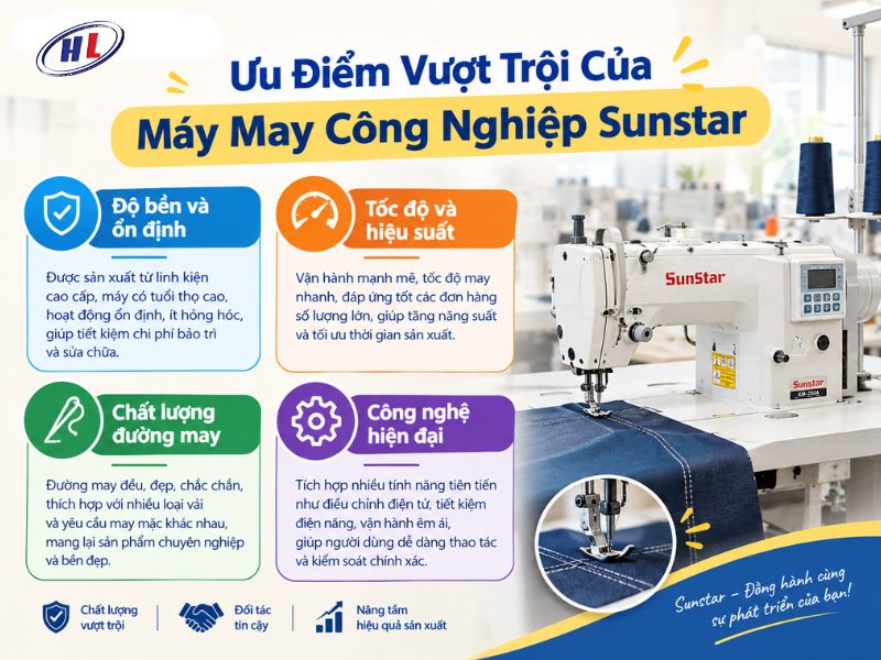 uu diem cua may may sunstar Ưu điểm nổi bật của máy may Sunstar