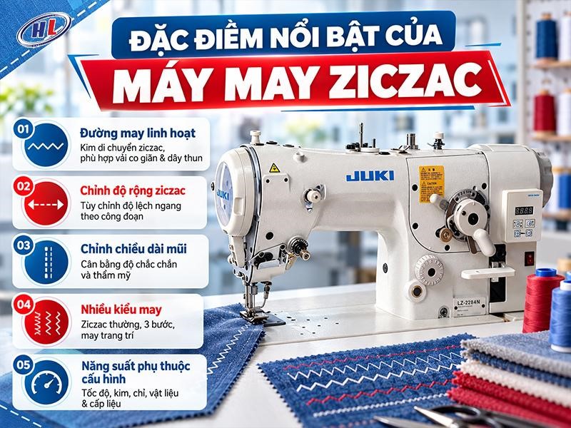 dac diem noi bat cua may may ziczac Đặc điểm nổi bật của máy may Ziczac